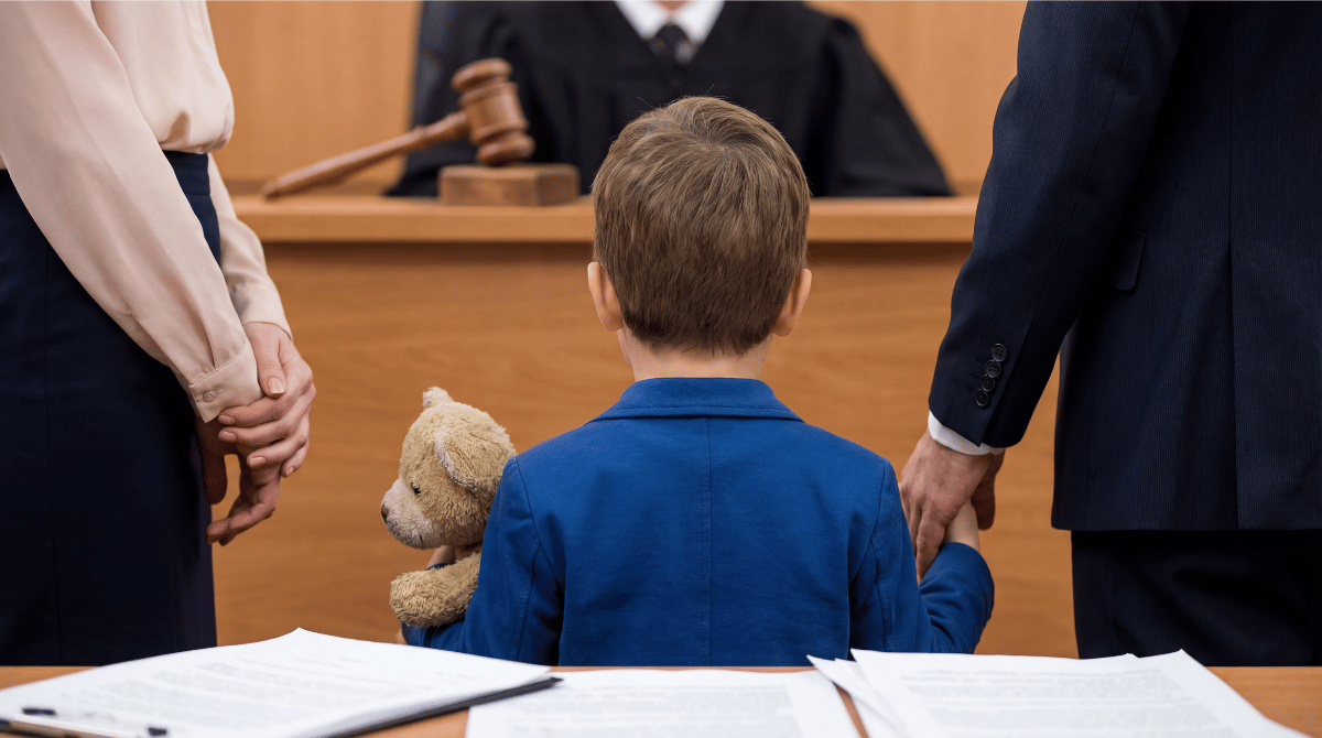 A child custody case in court
