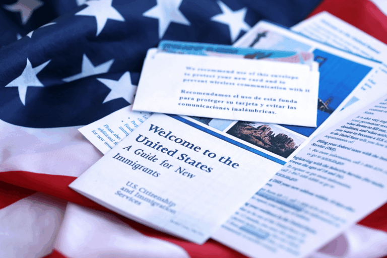 A stack of new immigrant papers